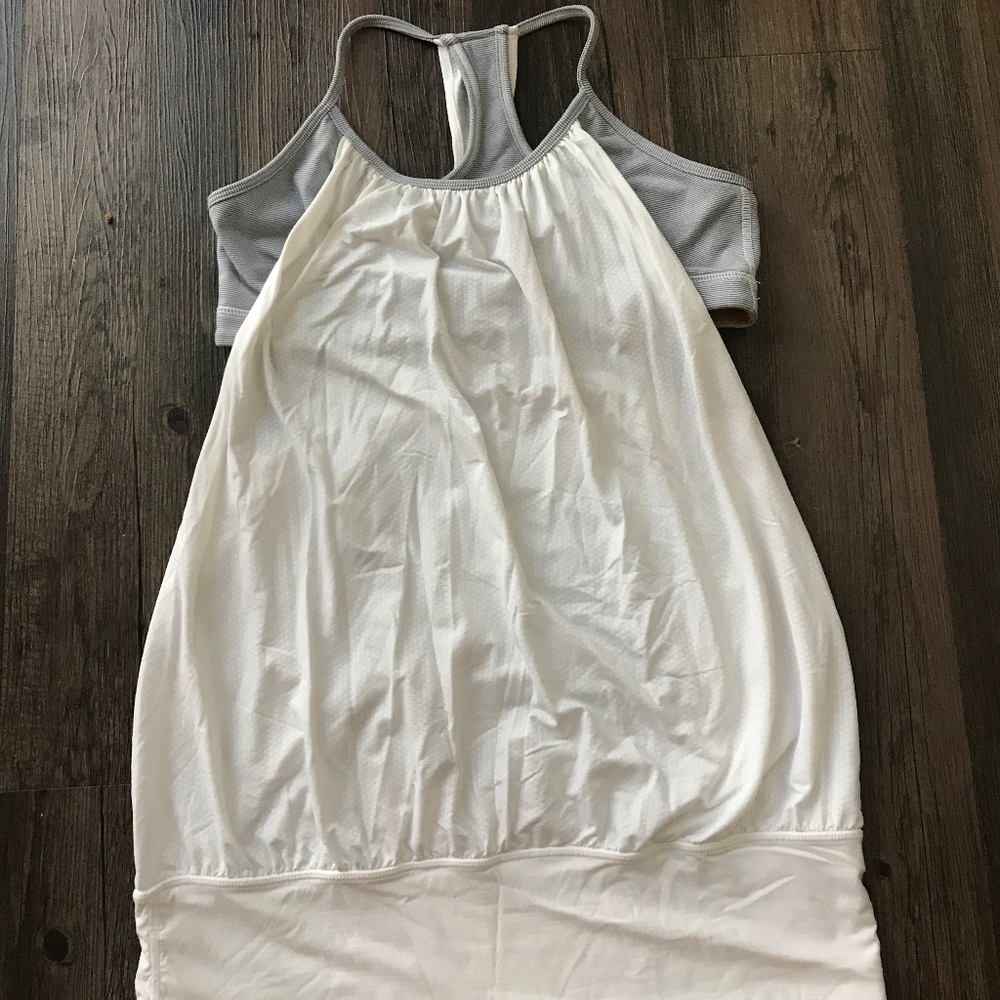 White and Grey Lululemon Built in Bra Tank Top
